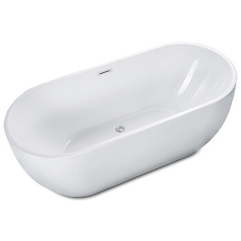 Alfi brand 67'' White Oval Acrylic Free Standing Soaking Bathtub, 66-7/8'' W x 29-1/2'' D x 22-7/8'' H, 67'' White Oval Soaking Bathtub, Product Overhead Angle View