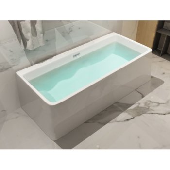 59" White Rectangular Soaking Bathtub
