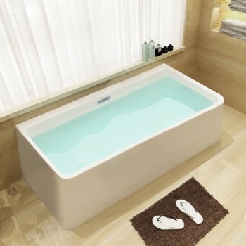 67" White Rectangular Soaking Bathtub