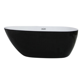 ALFI brand Oval Acrylic Free Standing Soaking Bathtub, 59'' Black Bathtub Product Side View