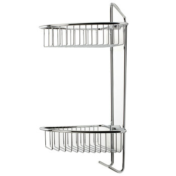 Alfi brand Polished Chrome Corner Mounted Double Basket Shower Shelf Bathroom Accessory, 8-1/4" W x 8-5/8" D x 20-1/2" H