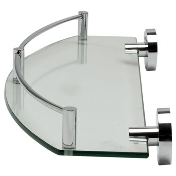 Alfi brand Wall Mounted Glass Shower Shelf Bathroom Accessory, 19-3/4'' W x 6-3/4'' D x 2-1/2'' H, Polished Chrome, Product Side View