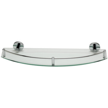Alfi brand Wall Mounted Glass Shower Shelf Bathroom Accessory, 19-3/4'' W x 6-3/4'' D x 2-1/2'' H, Polished Chrome, Product Front View