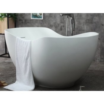 66" White Resin Soaking Bathtub