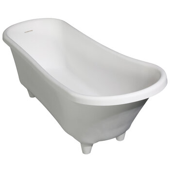 ALFI brand 68'' White Matte Clawfoot Solid Surface Resin Bathtub, 68-1/4'' W x 29-3/8'' D x 28-3/8'' H, 68'' White Matte Clawfoot Bathtub, Product Overhead Angle View
