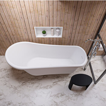 ALFI brand 68'' White Matte Clawfoot Solid Surface Resin Bathtub, 68-1/4'' W x 29-3/8'' D x 28-3/8'' H, 68'' White Matte Clawfoot Bathtub, Product Overhead Installed View