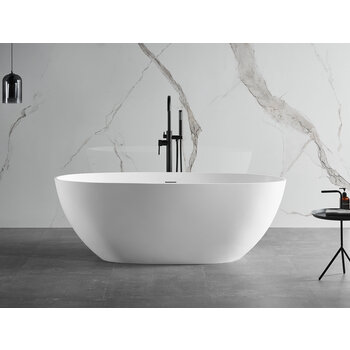 ALFI brand Oval Solid Surface Resin Soaking Bathtub, 59'' White