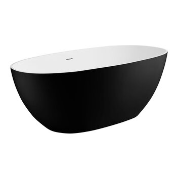 ALFI brand Oval Solid Surface Resin Soaking Bathtub, 59'' Black / White Bathtub Product View