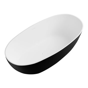 ALFI brand Oval Solid Surface Resin Soaking Bathtub, 59'' Black / White Bathtub Overhead View