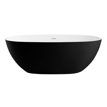 ALFI brand Oval Solid Surface Resin Soaking Bathtub, 59'' Black / White Bathtub Side View