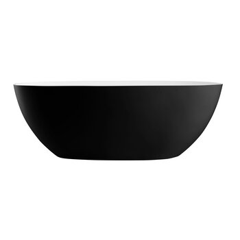 ALFI brand Oval Solid Surface Resin Soaking Bathtub, 59'' Black / White Bathtub Close Up View