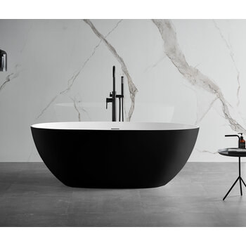ALFI brand Oval Solid Surface Resin Soaking Bathtub