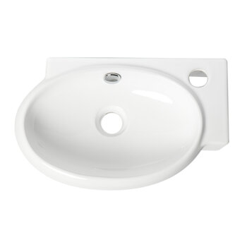 ALFI brand White 17" Small Wall Mounted Ceramic Sink with Faucet Hole, 16-3/4" W x 10-3/8" D x 10-7/8" H