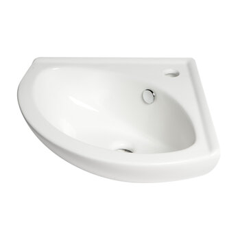 ALFI brand White 22" Corner Wall Mounted Ceramic Sink with Faucet Hole, 22" W x 18-5/8" D x 7-5/8" H