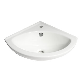ALFI brand White 22" Corner Wall Mounted Ceramic Sink with Faucet Hole, 22" W x 18-5/8" D x 7-5/8" H