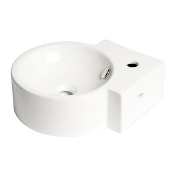 ALFI brand White 17" Tiny Corner Wall Mounted Ceramic Sink with Faucet Hole, 17-3/8" W x 12" D x 5-1/8" H