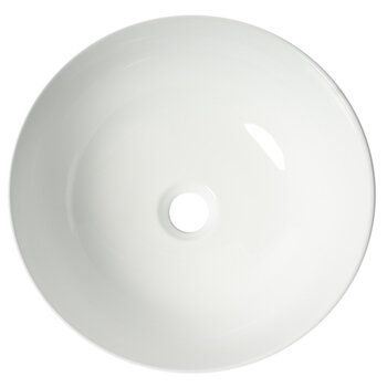 ALFI brand White Round Vessel Bowl Above Mount Ceramic Sink, 15-1/8'' Diameter x 5-3/4'' H, White Round Vessel Sink, Product Overhead View