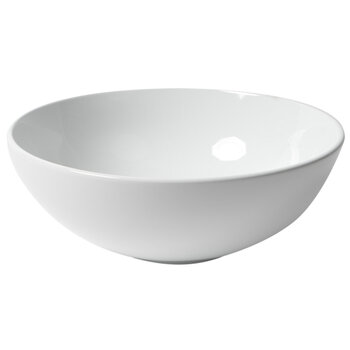 ALFI brand White Round Vessel Bowl Above Mount Ceramic Sink, 15-1/8'' Diameter x 5-3/4'' H, White Round Vessel Sink, Product Overhead Angle View