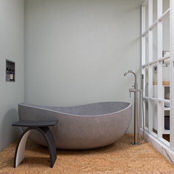 ALFI brand 63" Solid Concrete Gray Matte Oval Bathtub: 105 Gallons, 63" W x 38-1/2" D x 22-3/4" H