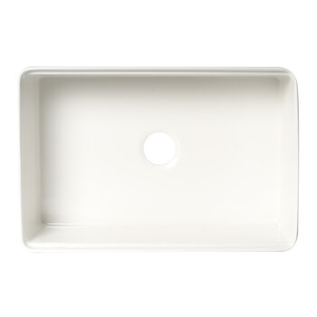 ALFI brand ABFS3020-W White Smooth Apron Workstation 30'' x 20'' Single Bowl Step Rim Fireclay Farm Sink with Accessories, 30" W x 20" D x 10" H