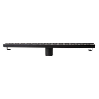 ALFI brand Linear Shower Drain with Groove Holes, 24'' Black Matte S/ Steel Product Front View