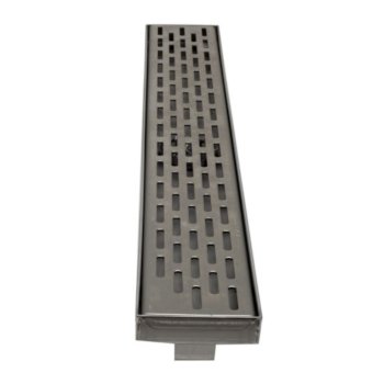 ALFI brand 24'' Long Modern Linear Shower Drain with Groove Holes in Brushed Stainless Steel