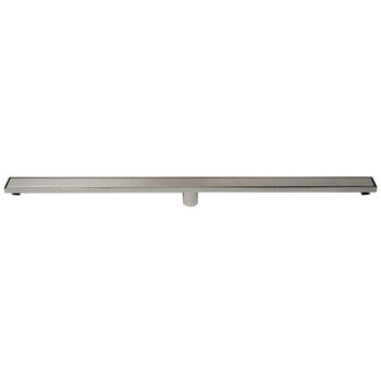 ALFI brand 47'' W Linear Shower Drain with Solid Cover, 47-1/4'' W x 3'' D x 3-1/8'' H, 47'' Brushed S/ Steel Drain w/ Cover, Product Overhead Front View