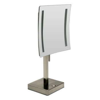 ALFI brand 8'' Tabletop Square 5X Magnifying Cosmetic Mirror with Light in Brushed Nickel, 7-7/8'' W x 7-7/8'' D x 14-5/8'' H