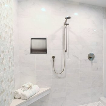 ALFI brand 16" x 16" Square Single Shelf Bath Shower Niche in Brushed Stainless Steel, 16" W x 4" D x 16" H
