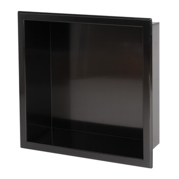 ALFI brand 12'' x 12'' Brushed Black PVD Stainless Steel Square Single Shelf Shower Niche, Product Angle View