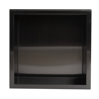 ALFI brand 12'' x 12'' Brushed Black PVD Stainless Steel Square Single Shelf Shower Niche, Product Empty Front View