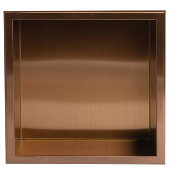 ALFI brand ABNP1212-BC 12'' x 12'' Square Single Shelf Shower Niche, 12'' W x 12'' D x 4'' H, 12'' x 12'' Brushed Copper Single Shelf, Front View