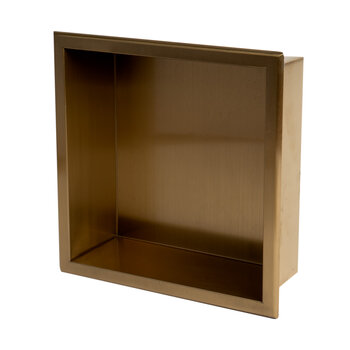 ALFI brand ABNP1212-BG 12'' x 12'' Brushed Gold PVD Stainless Steel Square Single Shelf Shower Niche, 12" W x 12" D x 4" H