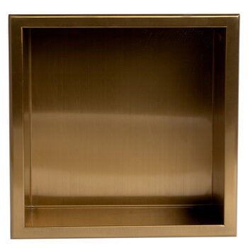 ALFI brand ABNP1212-BG 12'' x 12'' Square Single Shelf Shower Niche, 12'' W x 12'' D x 4'' H, 12'' x 12'' Brushed Gold Single Shelf, Front View