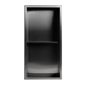 ALFI brand ABNP1224-BB 12'' x 24'' Brushed Black PVD Stainless Steel Vertical Double Shelf Shower Niche, 12" W x 24" D x 4" H