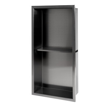 ALFI brand ABNP1224-BB 12'' x 24'' Brushed Black PVD Stainless Steel Vertical Double Shelf Shower Niche, 12" W x 24" D x 4" H