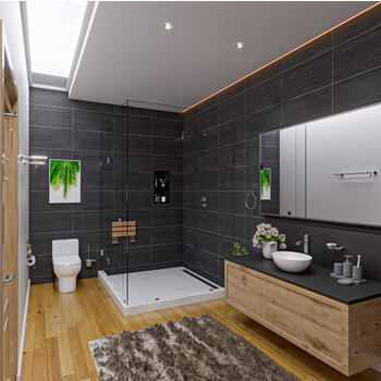 ALFI brand ABNP1224-BB 12'' x 24'' Vertical Double Shelf Shower Niche, 12'' W x 24'' D x 4'' H, 12'' x 24'' Brushed Black Double Shelf, Lifestyle Angle View