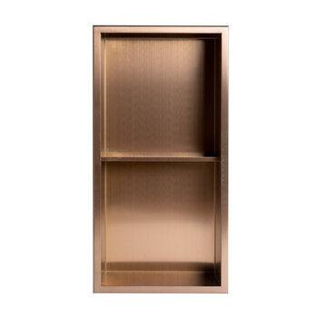 ALFI brand ABNP1224-BC 12'' x 24'' Brushed Copper PVD Stainless Steel Vertical Double Shelf Shower Niche, 12" W x 24" D x 4" H