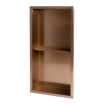 ALFI brand ABNP1224-BC 12'' x 24'' Brushed Copper PVD Stainless Steel Vertical Double Shelf Shower Niche, 12" W x 24" D x 4" H