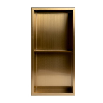 ALFI brand ABNP1224-BG 12'' x 24'' Brushed Gold PVD Stainless Steel Vertical Double Shelf Shower Niche, 12" W x 24" D x 4" H