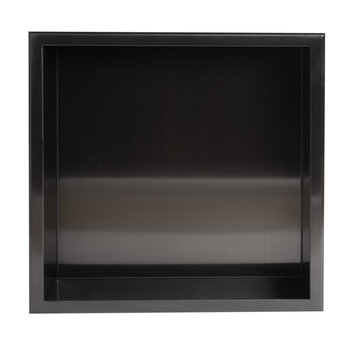 ALFI brand ABNP1616-BB 16'' x 16'' Brushed Black PVD Steel Square Single Shelf Shower Niche, 16" W x 16" D x 4" H
