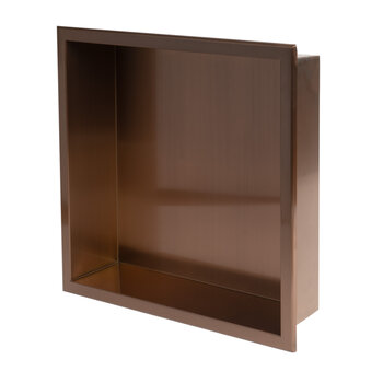 ALFI brand ABNP1616-BC 16'' x 16'' Brushed Copper PVD Steel Square Single Shelf Shower Niche, 16" W x 16" D x 4" H