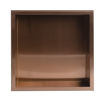 ALFI brand ABNP1616-BC 16'' x 16'' Brushed Copper PVD Steel Square Single Shelf Shower Niche, 16" W x 16" D x 4" H