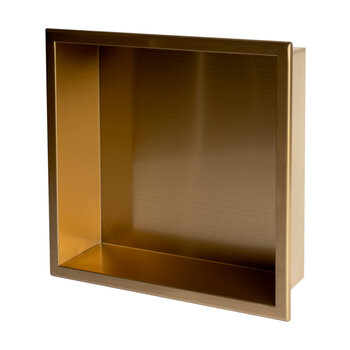 ALFI brand ABNP1616-BG 16'' x 16'' Brushed Gold PVD Steel Square Single Shelf Shower Niche, 16" W x 16" D x 4" H