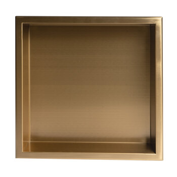 ALFI brand ABNP1616-BG 16'' x 16'' Brushed Gold PVD Steel Square Single Shelf Shower Niche, 16" W x 16" D x 4" H