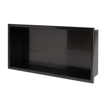 ALFI brand 24'' x 12'' PVD Stainless Steel Horizontal Single Shelf Shower Niche, Brushed Black Product Empty Angle View