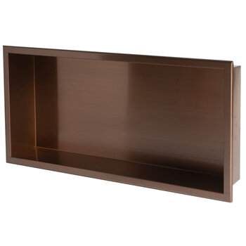 ALFI brand ABNP2412-BC 24'' x 12'' Horizontal Single Shelf Shower Niche, 24'' W x 12'' D x 4'' H, 24'' x 12'' Brushed Copper Single Shelf, Angle View