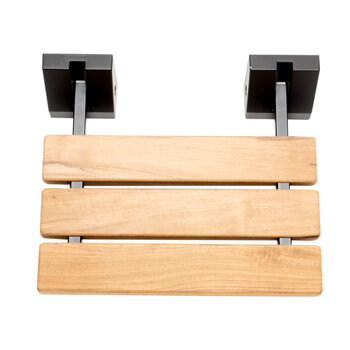 Teak Bench - Black Matte - Square Brackets