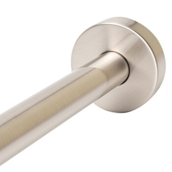 ALFI brand 16'' Round Wall Shower Arm, 15-3/4'' W x 2-3/4'' D x 7/8'' H, Brushed Nickel, Arm to Wall Close Up View