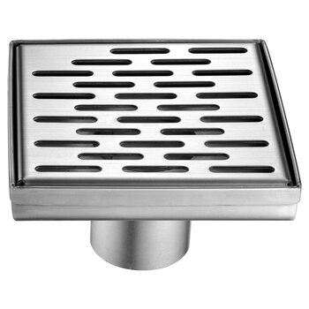 Alfi brand 5'' x 5'' Modern Square Stainless Steel Shower Drain with Groove Holes